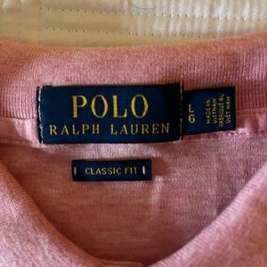 Men’s polo Ralph Lauren size large pink polo shirt short sleeve. EUC